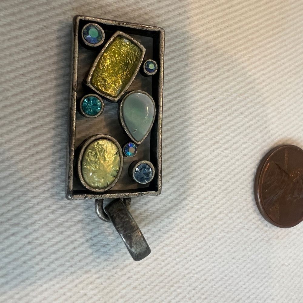 3 Lia Sophia mother of pearl and rhinestones necklace slides pendants - Picture 5 of 14